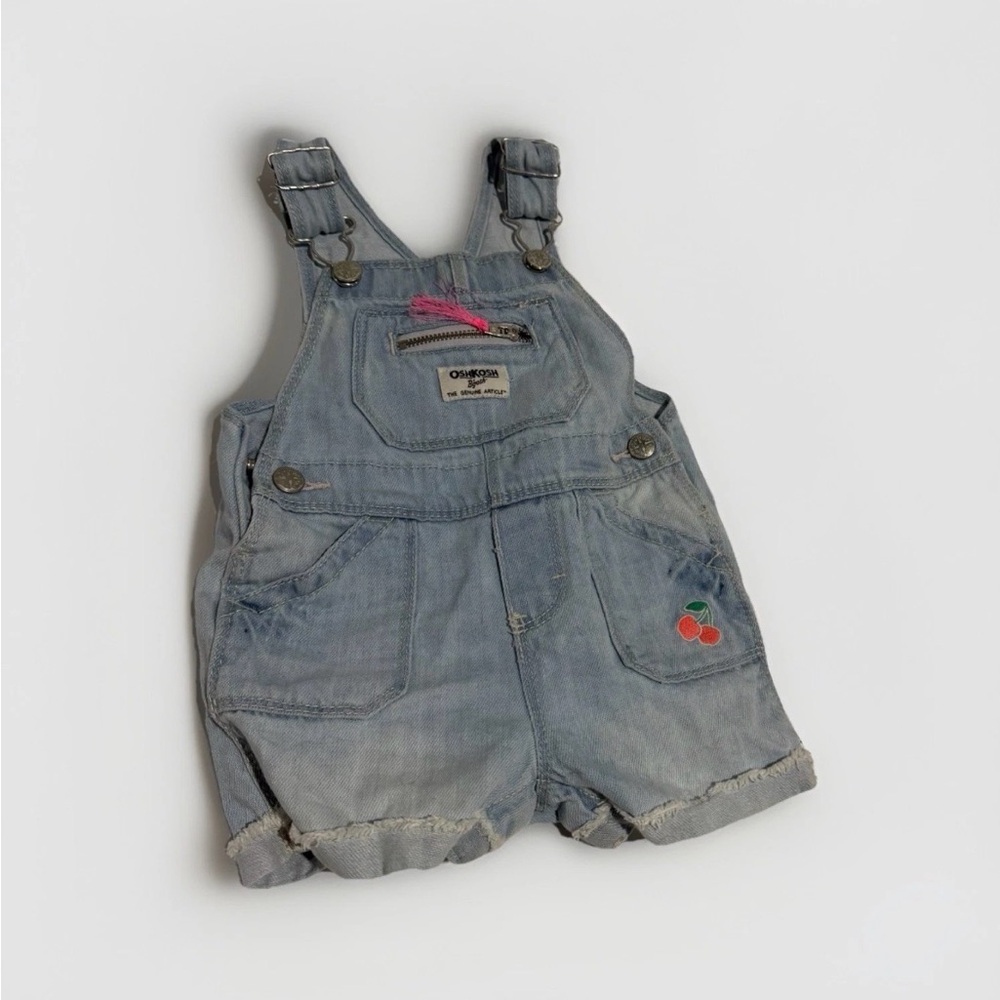 Vintage Y2K OshKosh Bgosh Denim Overall Romper Baby Infant 9-12 Months Blue